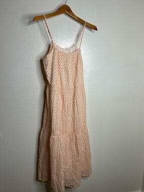 NWT Trovata Orange Floral 100% Cotton Tiered Tank Dress Size Small